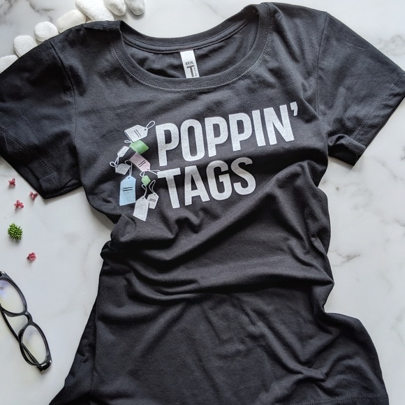 Lunarchique Tops - Poppin' Tags Women's Black Graphic Tee